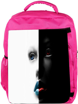 

Snoogg Eco Friendly Canvas Black And White Face Designer Backpack Rucksack School Travel Unisex Casual Canvas Bag Bookbag Satchel 5 L Backpack(Pink)