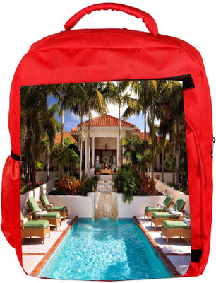 

Snoogg Eco Friendly Canvas Abstract Swimming Pool Designer Backpack Rucksack School Travel Unisex Casual Canvas Bag Bookbag Satchel 5 L Backpack(Red)