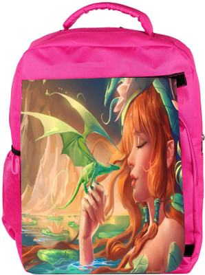 

Snoogg Eco Friendly Canvas Dragon Angel Backpack Rucksack School Travel Unisex Casual Canvas Bag Bookbag Satchel 5 L Backpack(Pink)