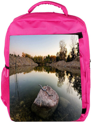 Snoogg Eco Friendly Canvas Rock In The River Designer Backpack Rucksack School Travel Unisex Casual Canvas Bag Bookbag Satchel 5 L Backpack(Pink)