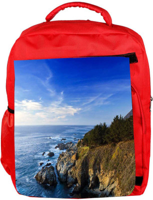 

Snoogg Eco Friendly Canvas Ocean Near The Forest Designer Backpack Rucksack School Travel Unisex Casual Canvas Bag Bookbag Satchel 5 L Backpack(Red)
