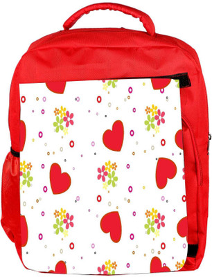 

Snoogg Eco Friendly Canvas Red Heart White Pattern Designer Backpack Rucksack School Travel Unisex Casual Canvas Bag Bookbag Satchel 5 L Backpack(Red)