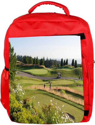 

Snoogg Eco Friendly Canvas Abstract Golf Players Designer Backpack Rucksack School Travel Unisex Casual Canvas Bag Bookbag Satchel 5 L Backpack(Red)