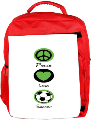 

Snoogg Eco Friendly Canvas Peace Love Soccer Backpack Rucksack School Travel Unisex Casual Canvas Bag Bookbag Satchel 5 L Backpack(Red)