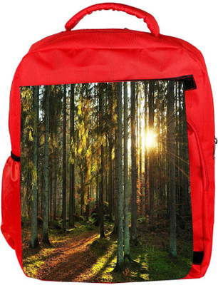 

Snoogg Eco Friendly Canvas Abstract Sunlight In Forest Designer Backpack Rucksack School Travel Unisex Casual Canvas Bag Bookbag Satchel 5 L Backpack(Red)