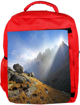 

Snoogg Eco Friendly Canvas Mountain View Designer Backpack Rucksack School Travel Unisex Casual Canvas Bag Bookbag Satchel 5 L Backpack(Red)