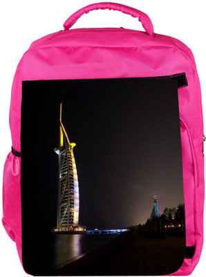 

Snoogg Eco Friendly Canvas Signatured Building Designer Backpack Rucksack School Travel Unisex Casual Canvas Bag Bookbag Satchel 5 L Backpack(Pink)