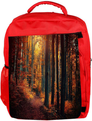 

Snoogg Eco Friendly Canvas Red Forest Designer Backpack Rucksack School Travel Unisex Casual Canvas Bag Bookbag Satchel 5 L Backpack(Red)