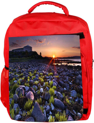 

Snoogg Eco Friendly Canvas Sunset On The Rocky Shore Designer Backpack Rucksack School Travel Unisex Casual Canvas Bag Bookbag Satchel 5 L Backpack(Red)