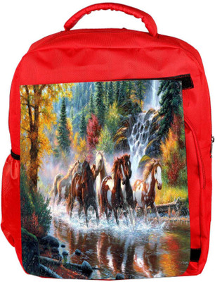 

Snoogg Eco Friendly Canvas Abstract Art Of Horse Designer Backpack Rucksack School Travel Unisex Casual Canvas Bag Bookbag Satchel 5 L Backpack(Red)