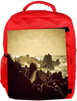 

Snoogg Eco Friendly Canvas Rocks In The Sea Designer Backpack Rucksack School Travel Unisex Casual Canvas Bag Bookbag Satchel 5 L Backpack(Red)