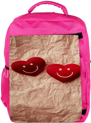 

Snoogg Eco Friendly Canvas Cute Smile Love Heart Couple Designer Backpack Rucksack School Travel Unisex Casual Canvas Bag Bookbag Satchel 5 L Backpack(Pink)