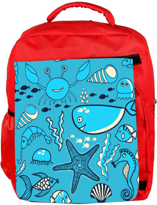 

Snoogg Eco Friendly Canvas Neon Fish Water Color Designer Backpack Rucksack School Travel Unisex Casual Canvas Bag Bookbag Satchel 5 L Backpack(Red)