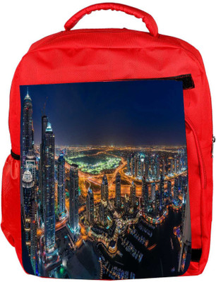 

Snoogg Eco Friendly Canvas Buildings In Dubai Designer Backpack Rucksack School Travel Unisex Casual Canvas Bag Bookbag Satchel 5 L Backpack(Red)