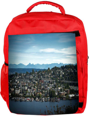 

Snoogg Eco Friendly Canvas Abstract City Designer Backpack Rucksack School Travel Unisex Casual Canvas Bag Bookbag Satchel 5 L Backpack(Red)