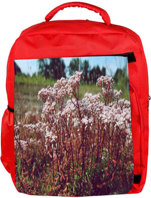 

Snoogg Eco Friendly Canvas White Flower Designer Backpack Rucksack School Travel Unisex Casual Canvas Bag Bookbag Satchel 5 L Backpack(Red)
