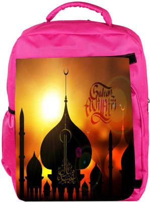 

Snoogg Eco Friendly Canvas Vector Sunset Prayer Silhouettes Translation Aidilfitri Greetings Backpack Rucksack School Travel Unisex Casual Canvas Bag Bookbag Satchel 5 L Backpack(Pink)