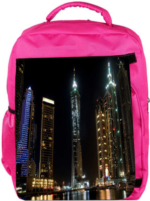 

Snoogg Eco Friendly Canvas Lights On Building Designer Backpack Rucksack School Travel Unisex Casual Canvas Bag Bookbag Satchel 5 L Backpack(Pink)