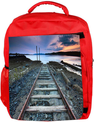 

Snoogg Eco Friendly Canvas Railway Track Designer Backpack Rucksack School Travel Unisex Casual Canvas Bag Bookbag Satchel 5 L Backpack(Red)