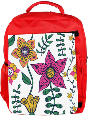 

Snoogg Eco Friendly Canvas Colorful Floral Seamless Pattern In Cartoon Style Seamless Pattern Backpack Rucksack School Travel Unisex Casual Canvas Bag Bookbag Satchel 5 L Backpack(Red)