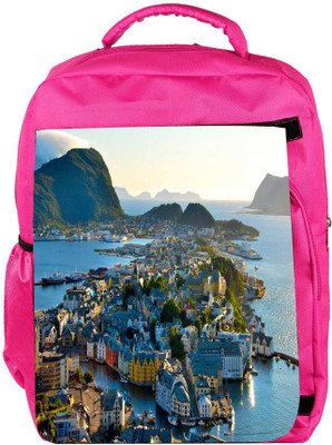 

Snoogg Eco Friendly Canvas Many Houses Designer Backpack Rucksack School Travel Unisex Casual Canvas Bag Bookbag Satchel 5 L Backpack(Pink)