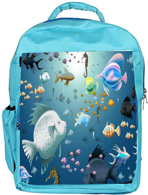 

Snoogg Eco Friendly Canvas Multiple Fish Designer Backpack Rucksack School Travel Unisex Casual Canvas Bag Bookbag Satchel 5 L Backpack(Blue)