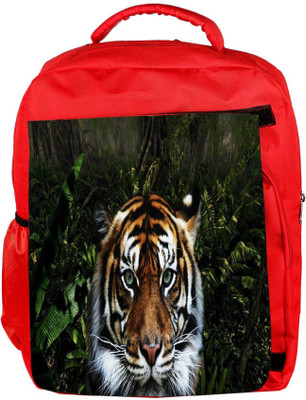 

Snoogg Eco Friendly Canvas Jungle Tiger Designer Backpack Rucksack School Travel Unisex Casual Canvas Bag Bookbag Satchel 5 L Backpack(Red)