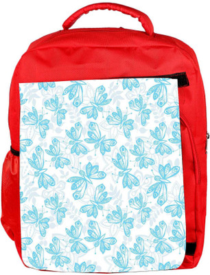 

Snoogg Eco Friendly Canvas Blue Butterfly White Pattern Designer Backpack Rucksack School Travel Unisex Casual Canvas Bag Bookbag Satchel 5 L Backpack(Red)