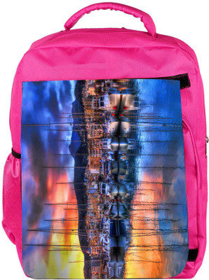 

Snoogg Eco Friendly Canvas Santorini By Night Backpack Rucksack School Travel Unisex Casual Canvas Bag Bookbag Satchel 5 L Backpack(Pink)