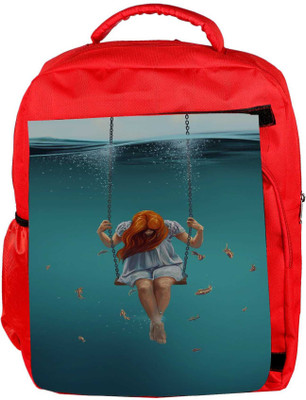 

Snoogg Eco Friendly Canvas Swing Inside Water Designer Backpack Rucksack School Travel Unisex Casual Canvas Bag Bookbag Satchel 5 L Backpack(Red)