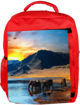 

Snoogg Eco Friendly Canvas Horse Drinking Water Designer Backpack Rucksack School Travel Unisex Casual Canvas Bag Bookbag Satchel 5 L Backpack(Red)