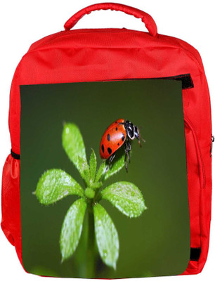 

Snoogg Eco Friendly Canvas Leaves And Red Beatel Designer Backpack Rucksack School Travel Unisex Casual Canvas Bag Bookbag Satchel 5 L Backpack(Red)