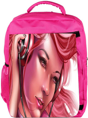 

Snoogg Eco Friendly Canvas Girl With Headphones Designer Backpack Rucksack School Travel Unisex Casual Canvas Bag Bookbag Satchel 5 L Backpack(Pink)