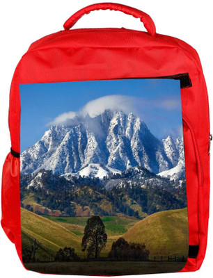 

Snoogg Eco Friendly Canvas White Mountain Top Designer Backpack Rucksack School Travel Unisex Casual Canvas Bag Bookbag Satchel 5 L Backpack(Red)
