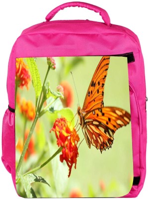 

Snoogg Eco Friendly Canvas Orange Butterfly Designer Backpack Rucksack School Travel Unisex Casual Canvas Bag Bookbag Satchel 5 L Backpack(Pink)