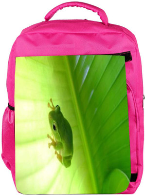 

Snoogg Eco Friendly Canvas Green Frog Designer Backpack Rucksack School Travel Unisex Casual Canvas Bag Bookbag Satchel 5 L Backpack(Pink)