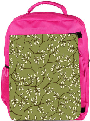 

Snoogg Eco Friendly Canvas White Leaves Pattern Green Designer Backpack Rucksack School Travel Unisex Casual Canvas Bag Bookbag Satchel 5 L Backpack(Pink)