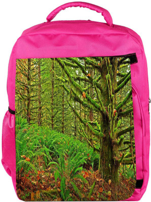 

Snoogg Eco Friendly Canvas Green Branched Tree Designer Backpack Rucksack School Travel Unisex Casual Canvas Bag Bookbag Satchel 5 L Backpack(Pink)