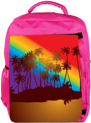 

Snoogg Eco Friendly Canvas Tropical Sunset Backpack Rucksack School Travel Unisex Casual Canvas Bag Bookbag Satchel 5 L Backpack(Pink)