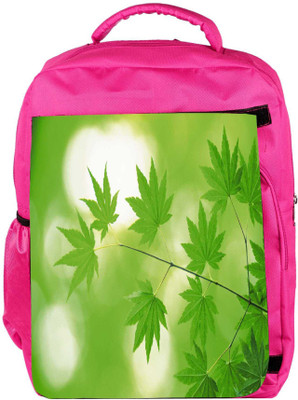 

Snoogg Eco Friendly Canvas Neem Leaves Designer Backpack Rucksack School Travel Unisex Casual Canvas Bag Bookbag Satchel 5 L Backpack(Pink)