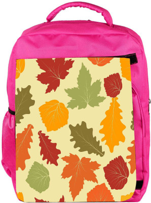 

Snoogg Eco Friendly Canvas Colorful Leaves Designer Backpack Rucksack School Travel Unisex Casual Canvas Bag Bookbag Satchel 5 L Backpack(Pink)