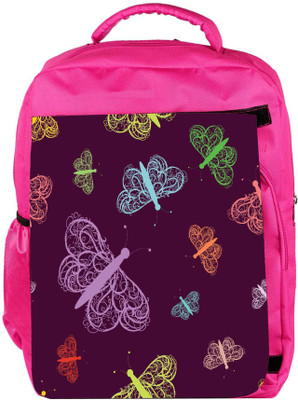

Snoogg Eco Friendly Canvas Colorful Butterflies Designer Backpack Rucksack School Travel Unisex Casual Canvas Bag Bookbag Satchel 5 L Backpack(Pink)
