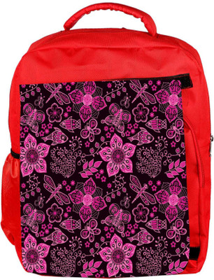 

Snoogg Eco Friendly Canvas Pink Floral Black Pattern Designer Backpack Rucksack School Travel Unisex Casual Canvas Bag Bookbag Satchel 5 L Backpack(Red)