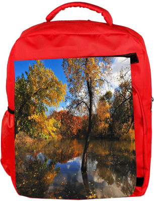 

Snoogg Eco Friendly Canvas Small Lake In Forest Designer Backpack Rucksack School Travel Unisex Casual Canvas Bag Bookbag Satchel 5 L Backpack(Red)
