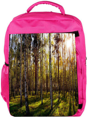 

Snoogg Eco Friendly Canvas Clean Forest Designer Backpack Rucksack School Travel Unisex Casual Canvas Bag Bookbag Satchel 5 L Backpack(Pink)