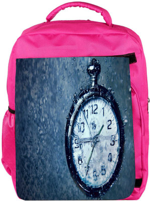 

Snoogg Eco Friendly Canvas Clock In The Rain Designer Backpack Rucksack School Travel Unisex Casual Canvas Bag Bookbag Satchel 5 L Backpack(Pink)