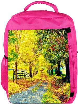 

Snoogg Eco Friendly Canvas Green Leaves Designer Backpack Rucksack School Travel Unisex Casual Canvas Bag Bookbag Satchel 5 L Backpack(Pink)