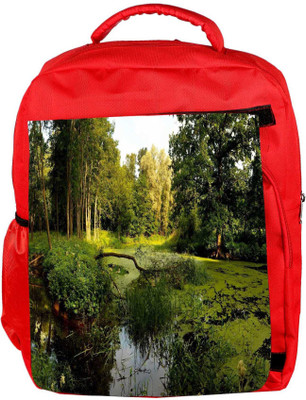 

Snoogg Eco Friendly Canvas Lake In Forest Designer Backpack Rucksack School Travel Unisex Casual Canvas Bag Bookbag Satchel 5 L Backpack(Red)