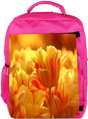 

Snoogg Eco Friendly Canvas Orange Tulips Designer Backpack Rucksack School Travel Unisex Casual Canvas Bag Bookbag Satchel 5 L Backpack(Pink)