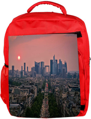 

Snoogg Eco Friendly Canvas Green Roads In City Designer Backpack Rucksack School Travel Unisex Casual Canvas Bag Bookbag Satchel 5 L Backpack(Red)